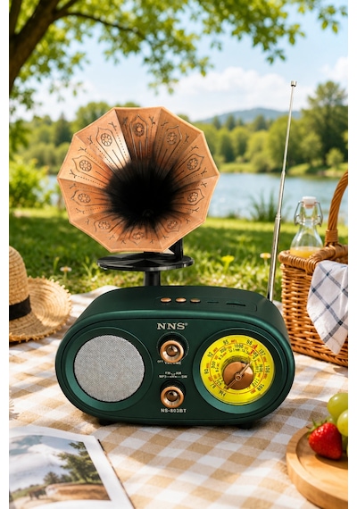 Nns Ns-803bt Yeşil Retro Radyo Bluetooth Hoparlör Usb Tf Kart Şarjlı Nostaljik Radyo