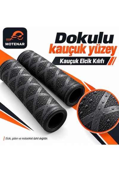 Motenar Motosiklet Kauçuk Elcik Kılıfı Siyah 2 Adet
