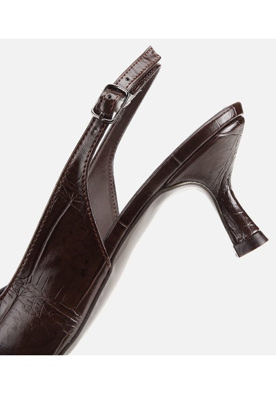 Hotiç Kadın Kahverengi Arkası Açık Toka Detaylı Kısa Topuklu Stiletto