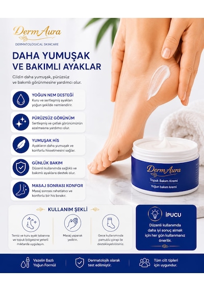 Dermaura Urealı Yoğun Nemlendirici Topuk Bakım Kremi 100 Ml