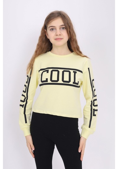Toontoy Kız Çocuk Cool Baskılı Sweatshirt Sarı