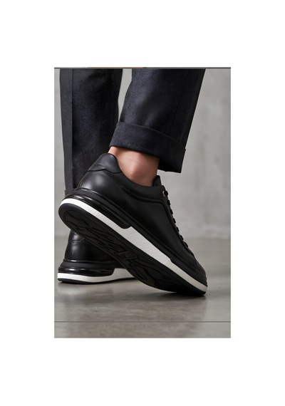 Crc Ayakkabı Urban Elite - Nappa Series Yüksek Tabanlı Deri Sneaker Siyah