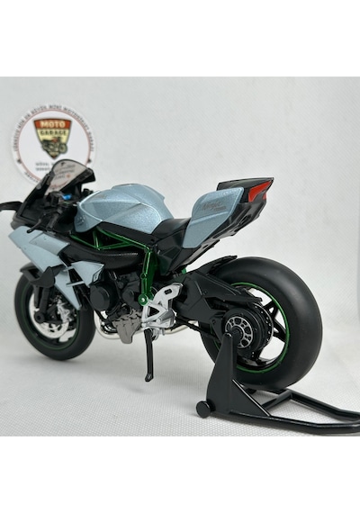 Kawasaki Ninja H2 1:12 Diecast Sesli Işıklı Motosiklet Modeli - Gri Karbon