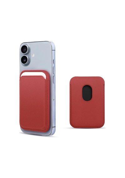 Microsonic Apple iPhone Uyumlu 17 Leather Wallet Magsafe Kırmızı -