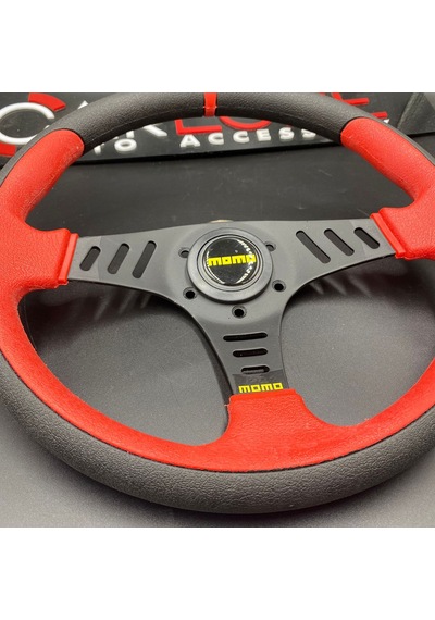 Momo Spor Yarış Direksiyonu 32cm Kırmızı Yüzük ve Detaylı-Yarıklı Model