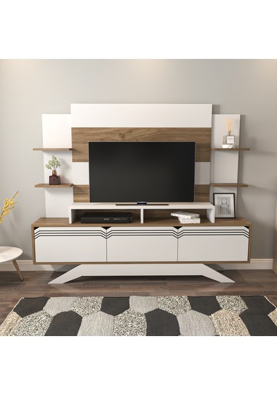 Decorotika Delpi Tv Ünitesi Beyaz Ceviz Beyaz - Ceviz