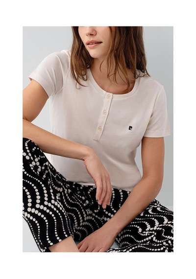 Moda Dua Pierre Cardin Pc9165-x Kadın Kısa Kol Büyük Beden Pijama Takımı Açık Bej