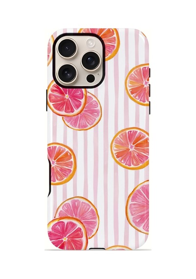 Apple iPhone Uyumlu 16 Pro Max Vorian Çift Katmanlı Kılıf Pink Grapefruit Garden