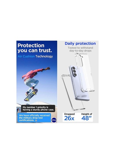 Galaxy Z Fold 5 Uyumlu Kılıf Clear Şeffaf Sararmaz Renksiz Silikon Kapak Case 180 Tam Korumalı Resimde Görünen