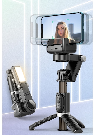 360 Akıllı Gimbal Telefon Tutucu Işıklı Bluetooth Kumandalı Selfie Tripodu