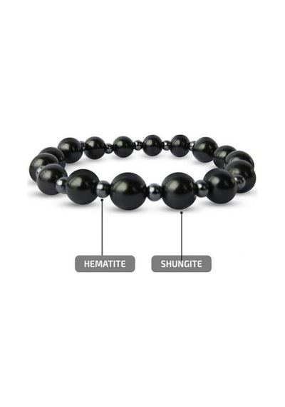 Shungite Ve Hematit -negatiften Korunma, Mucize Zırh- Doğal Taş Bileklik Çok Renkli