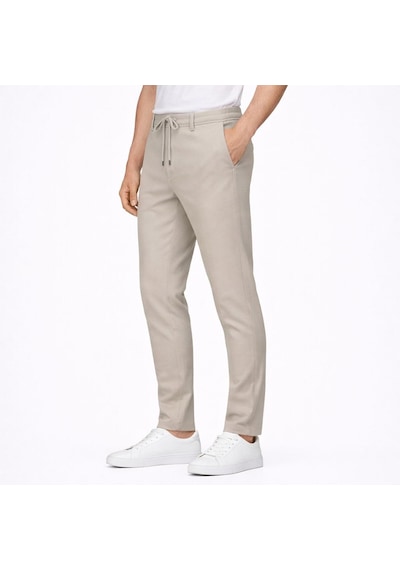 Yazı Erkek Slim Fit Dar Kesim Beli Bağlamalı Yan Cepli Casual Jogger Pantolon Taş