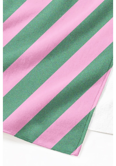 Çizgili Pembe Yeşil Modern Plaj Havlusu - Minimalist Çapraz Çizgi Hızlı Kuruyan Mikrofiber Havlu Çok Renkli