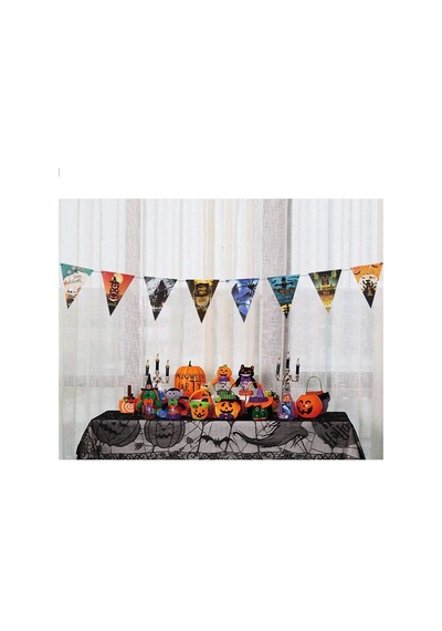 Mey İthalat Cadılar Bayramı Halloween Flama Bayrak Banner Süs 8 Li 3 Metre
