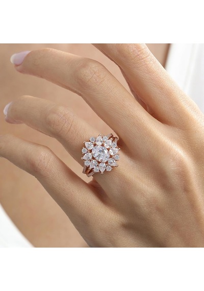 Mia Vento Effective Diamond Paris Işıltısı Rose Renk Işıltılı Gümüş Yüzük