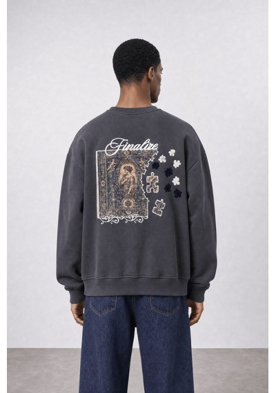 Respire Erkek Finalize Patch Detaylı Oversize Sweatshirt Füme