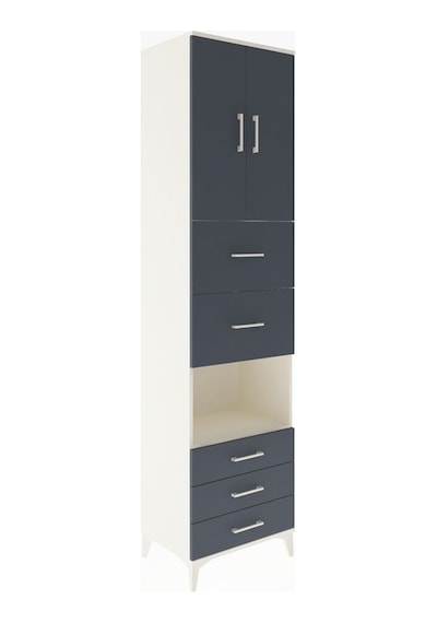 Hyperion Dolap 3 Raflı 5 Çekmeceli 2 Kapaklı 60x44x243 Aytaşı-antrasit Aytası