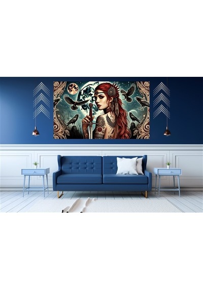 Ti-play Dövmeli Suikastçi Kadın Samuray 60x90cm Modern Pvc Çerçevesiz Tablo