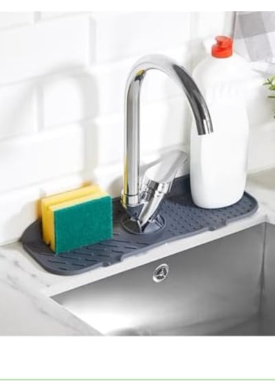 Elastik Musluk Mat Su Tutucu Düzenleyici Silikon Kaydırmaz Mutfak Banyo Lavabo Tezgah Üstü Matı 2li