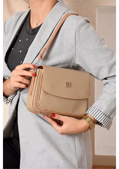 Just Polo Kadın Günlük Kullanıma Uygun Ayarlanabilir Askılı Şık El Ve Omuz Çantası Shoulder Bag Vizon