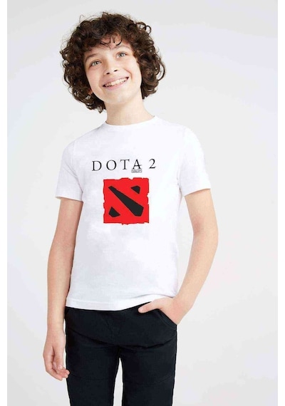 Tshirthane Dota2 Valve Logo Baskılı Unisex Çocuk Beyaz T-Shirt