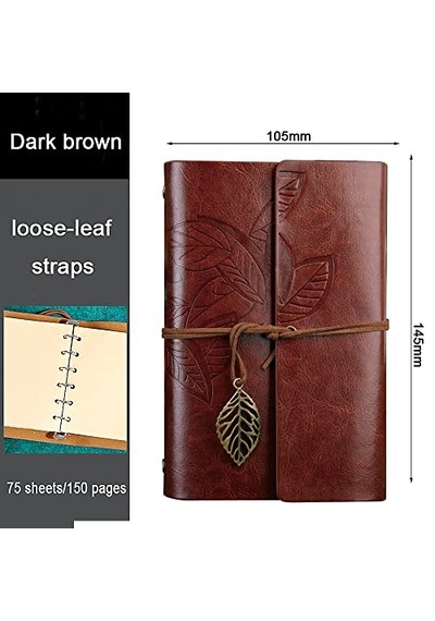 Yapraklı Not Defteri Klasik Pu Deri Kapak Seyahat Defteri Travel Journal Günlük Seyahat Günlüğü Doldurulabilir Es Çok Renkli