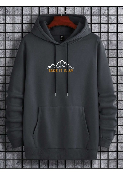 Startmore Gri Unisex Kadın/erkek Take Renkli Özel Baskılı Pamuklu Oversize Kapüşonlu