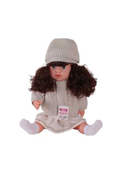 NessiWorld 7959 60 Cm Trikolu Hırkalı Saçlı Büyük Bebek Gri