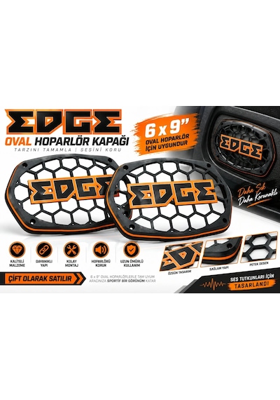 Edge Oval Hoparlör Kapağı - Edge Logolu Kaliteli Plastik Kayık Hoparlör Kapak - 2 Adet
