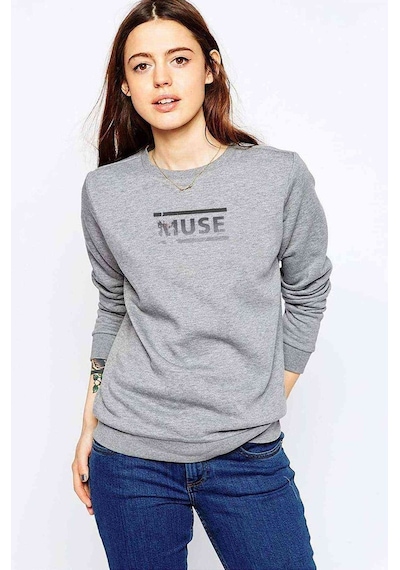 Muse Baskılı Gri Kadın Sweatshirt
