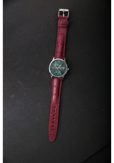 Hakiki Deri 18mm Akıllı Pimli Saat Kordonu Bordo