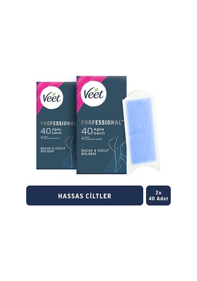 Veet Hassas Ciltler için Bacak ve Vücut Bölgesi Sir Ağda Bantları 2 x 40'lı