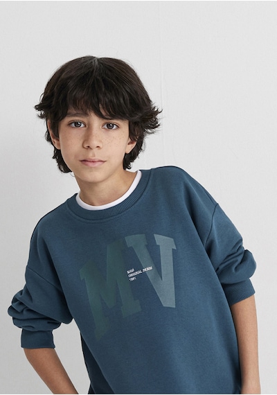 Mavi - Mv Logo Baskılı Kapüşonlu Yeşil Sweatshirt 6s10054-70754 Mavi
