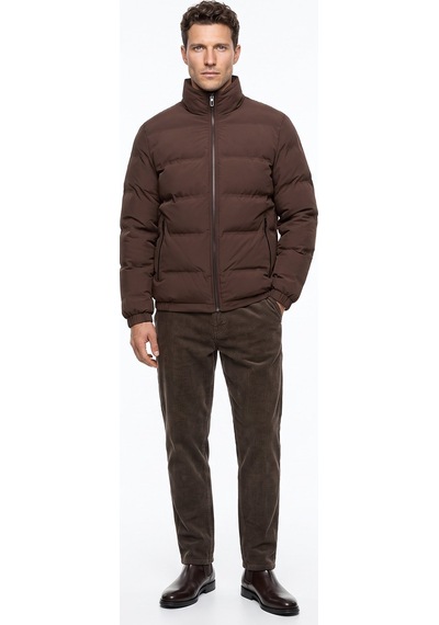 Fabrika F6wm-mnt 2108 Kahve Erkek Dik Yaka Kapitone Slim Fit Mont