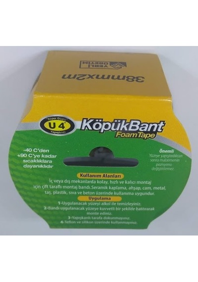 Çift Taraflı Köpük Bant 38 MMx2 Montaj Bandı U-4 F186