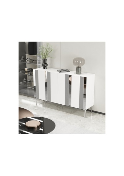 Forest 120 Cm Konsol Tv Sehpası Çok Amaçlı Dolap Beyaz-gümüş Beyaz-gümüş