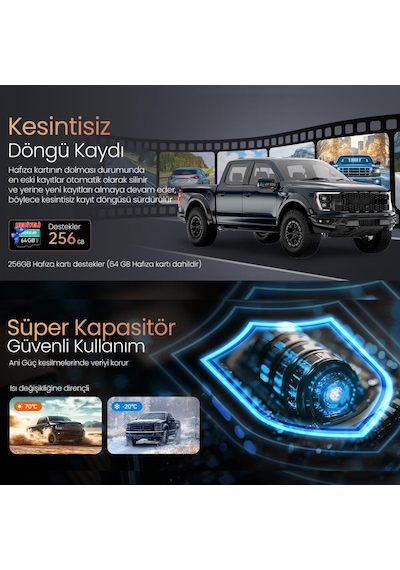 360+ Botslab G980H Pro ADAS Ön 4K UHD Arka 2K QHD 170° Geniş Açı Gece Görüş Gps+WiFi Araç İçi Kamera