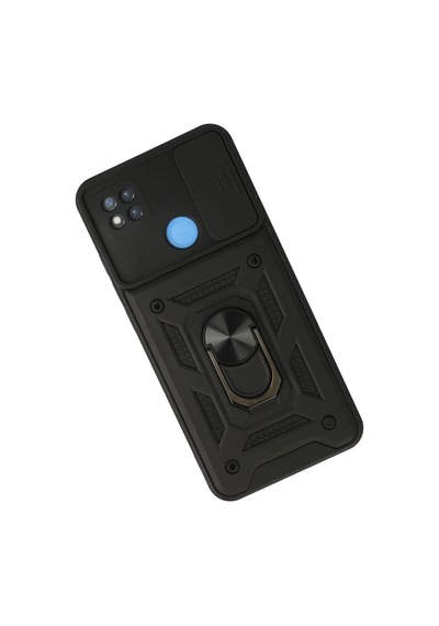 Bşkvirgo Redmi 9c Uyumlu Kılıf Pars Lens Yüzüklü Silikon - Siyah Bsk2026