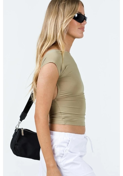 Madmext Bej Sırt Dekolteli Crop Kadın Bluz Mg1851-bej Bej