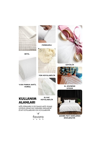 Yorgan Astar Şiltesi %100 Pamuk Tek Kişilik Fermuarlı Yorgan İç Kılıfı 160x220 - Beyaz