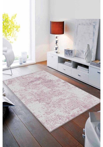 Pembe Sade Desensiz Kaymaz Tabanlı Dekoratif Halı Ma004n11