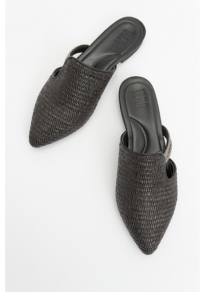 Luvishoes Pesa Siyah Hasır Taşlı Kadın Terlik Siyah