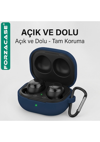 Forzacase Samsung Galaxy Buds 4 / 4 Pro İle Uyumlu Anahtar Askılıklı Bluetooth Kulaklık Kılıfı - Fc1216 Mat Siyah
