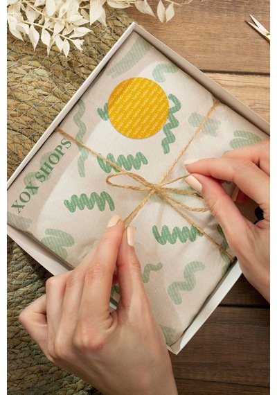 Sarı Thanks Desenli Kargo Paketleme Sticker Etiket 3x3cm St2128 Çok Renkli