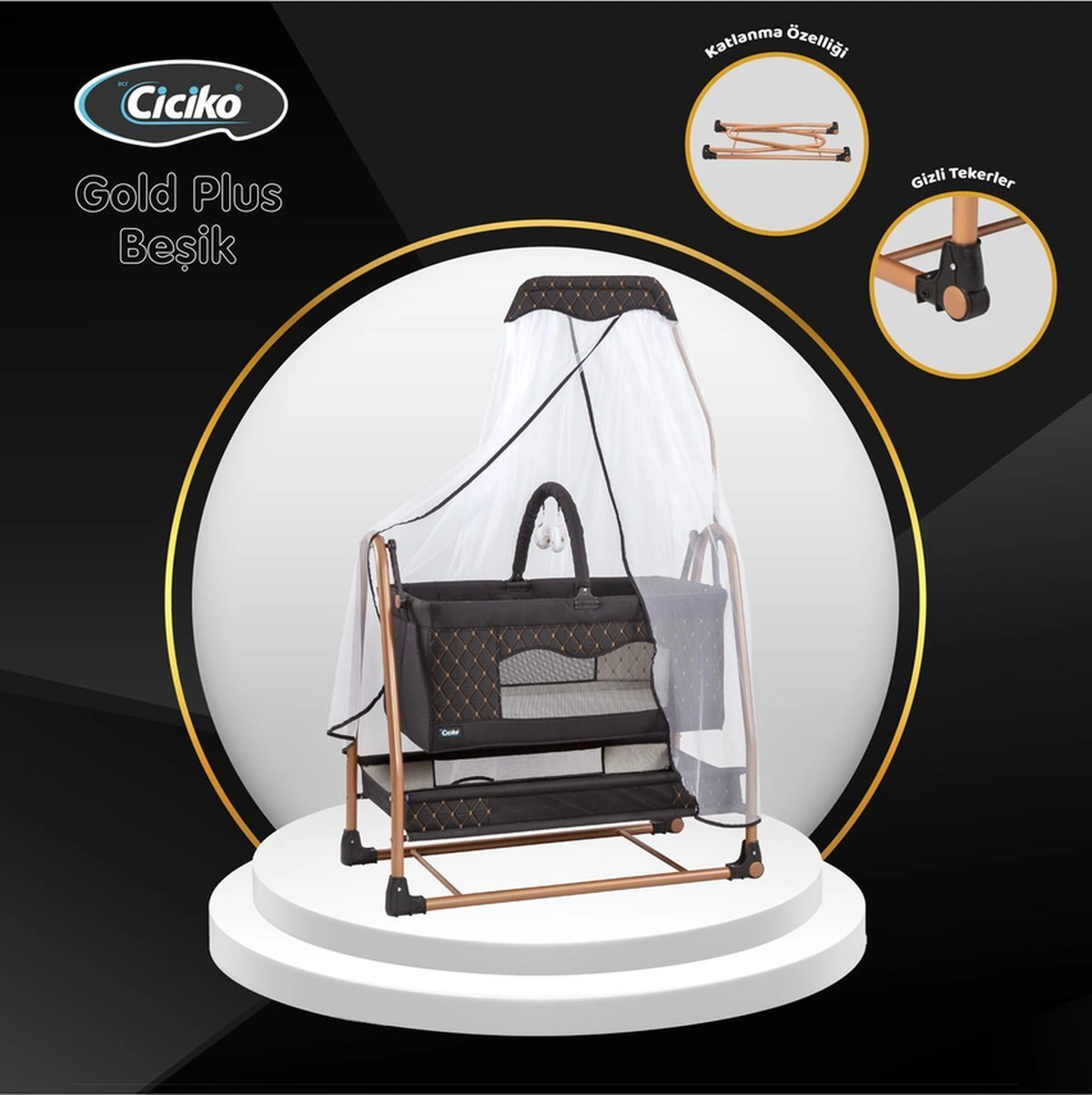 C-1100 Gold Plus Lüks Tüllü Beşik Siyah C-1100 Gold Plus Lüks Tüllü Beşik Siyah