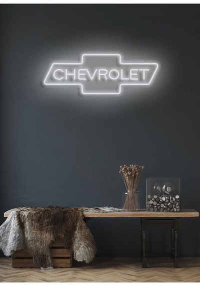 Rent A Carlara Özel Chevrolet Yazılı Neon Tabela Beyaz