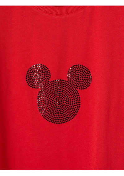 Lcw Comfort Kırmızı Mickey Mouse Baskılı %100 Pamuklu Kadın Tişört