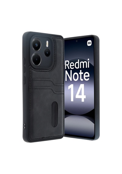 Redmi Note 14 4g Kılıf Sara Kartvizitli Deri Kılıf - Siyah Bz8683140842420