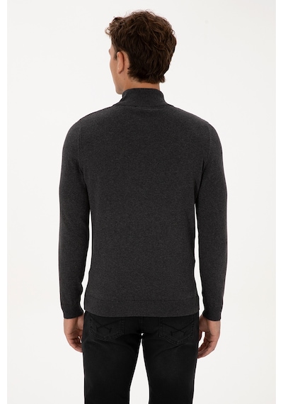 U.S. Polo Assn. Erkek Slim Fit Yarım Boğazlı Antrasit Melanj Basic Kazak 50307783-VR081 U.S. Polo Assn. Erkek Slim Fit Yarım Boğazlı Antrasit Melanj Basic Kazak 50307783-VR081