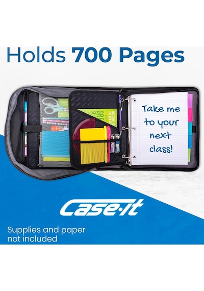 Case-it The Dual 2.0 Fermuarlı Bağlayıcı Sırt Çantası - İki 2 İnç D Halkalı - 5 Konu Dosya Klasörü - Çoklu